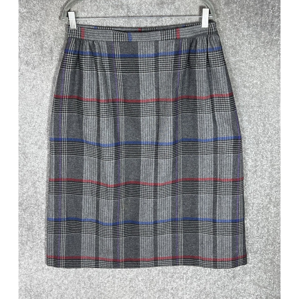 Vintage Koret Career Midi‎ Skirt Womens Size 18 Gray Wool Blend Pocket USA Made